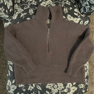 Everlane ‘The Felted’ cropped, half zip sweater